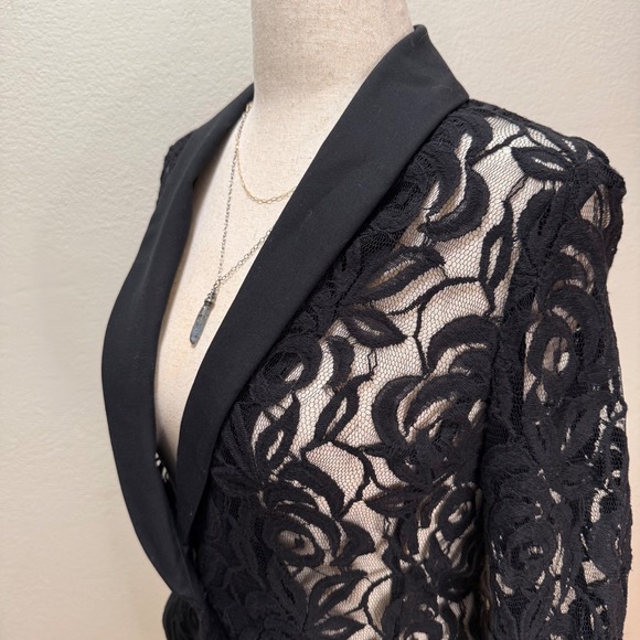 I.N.C. Sheer Black Lace Romantic Feminine Goth Blazer Jacket Women Medium - Picture 4 of 15